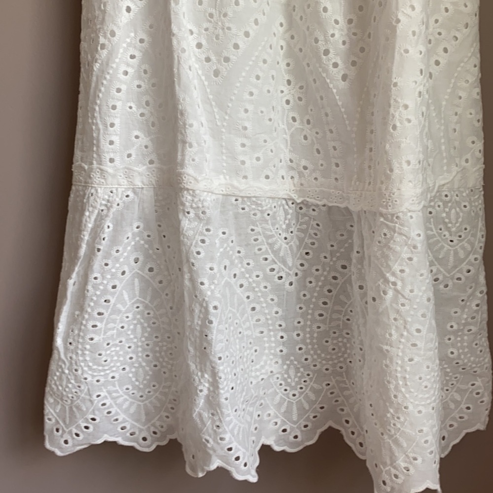 NWT BETSEY JOHNSON White Puff Sleeve Off the Shoulder Eyelet MIDI Dress XS - Picture 4 of 6